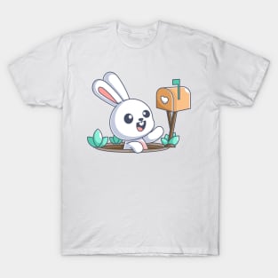 Happy cute bunny getting a love letter T-Shirt